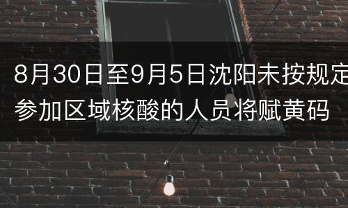 8月30日至9月5日沈阳未按规定参加区域核酸的人员将赋黄码