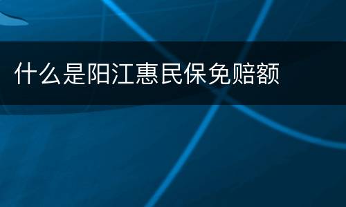 什么是阳江惠民保免赔额