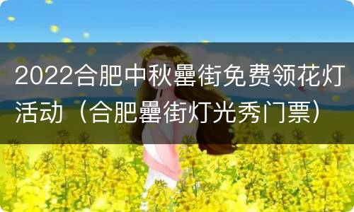 2022合肥中秋罍街免费领花灯活动（合肥罍街灯光秀门票）