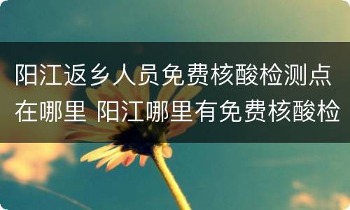 阳江返乡人员免费核酸检测点在哪里 阳江哪里有免费核酸检测