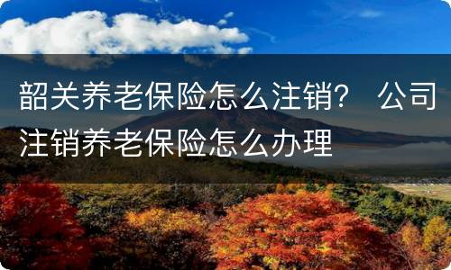 韶关养老保险怎么注销？ 公司注销养老保险怎么办理