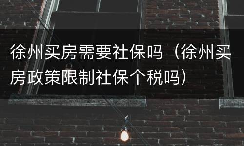 徐州买房需要社保吗（徐州买房政策限制社保个税吗）