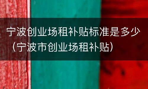 宁波创业场租补贴标准是多少（宁波市创业场租补贴）