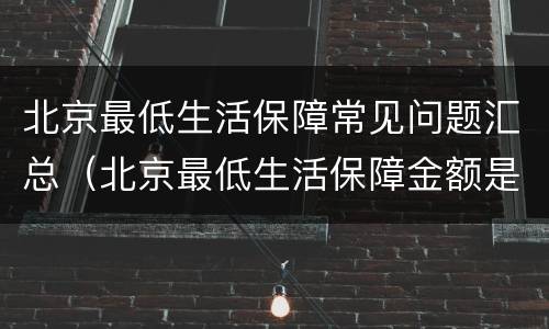 北京最低生活保障常见问题汇总（北京最低生活保障金额是多少）