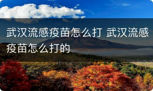 武汉流感疫苗怎么打 武汉流感疫苗怎么打的