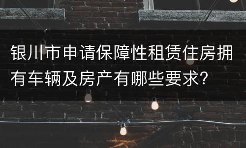 银川市申请保障性租赁住房拥有车辆及房产有哪些要求?