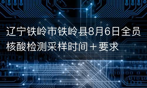 辽宁铁岭市铁岭县8月6日全员核酸检测采样时间＋要求