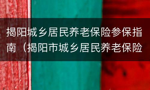 揭阳城乡居民养老保险参保指南（揭阳市城乡居民养老保险）