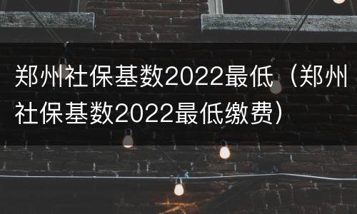 郑州社保基数2022最低（郑州社保基数2022最低缴费）