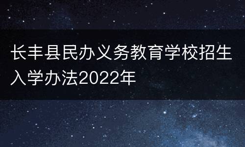 长丰县民办义务教育学校招生入学办法2022年