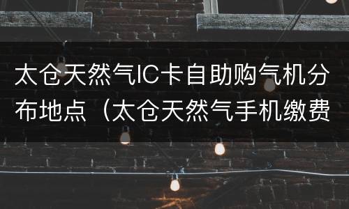 太仓天然气IC卡自助购气机分布地点（太仓天然气手机缴费方式）
