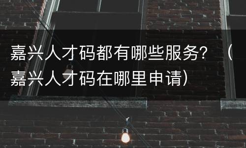 嘉兴人才码都有哪些服务？（嘉兴人才码在哪里申请）