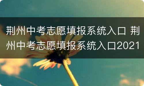 荆州中考志愿填报系统入口 荆州中考志愿填报系统入口2021
