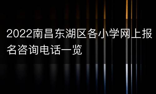 2022南昌东湖区各小学网上报名咨询电话一览