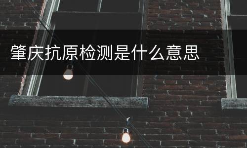肇庆抗原检测是什么意思