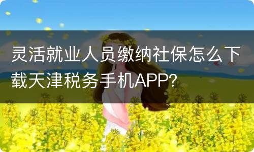 灵活就业人员缴纳社保怎么下载天津税务手机APP？