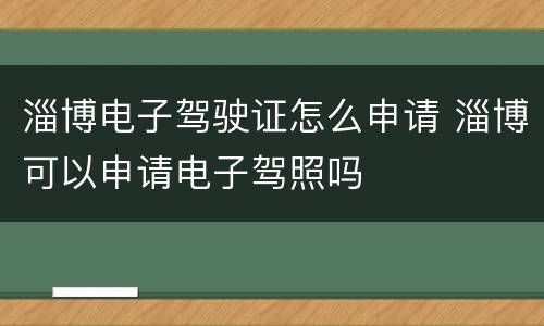 淄博电子驾驶证怎么申请 淄博可以申请电子驾照吗