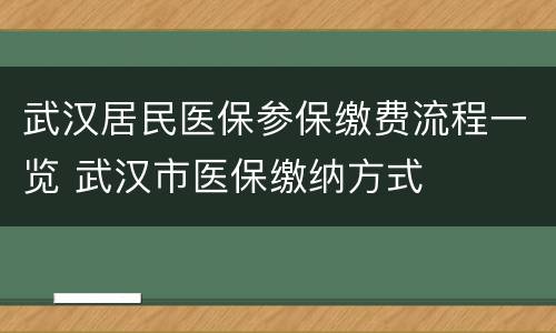 武汉居民医保参保缴费流程一览 武汉市医保缴纳方式