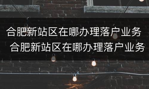 合肥新站区在哪办理落户业务 合肥新站区在哪办理落户业务电话