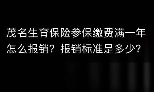 茂名生育保险参保缴费满一年怎么报销？报销标准是多少？