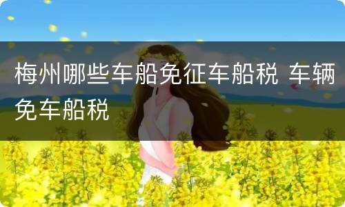 梅州哪些车船免征车船税 车辆免车船税