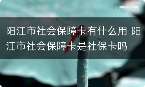 阳江市社会保障卡有什么用 阳江市社会保障卡是社保卡吗