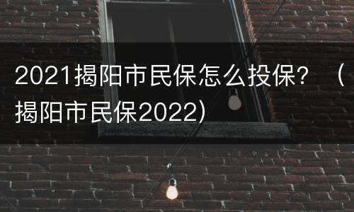 2021揭阳市民保怎么投保？（揭阳市民保2022）