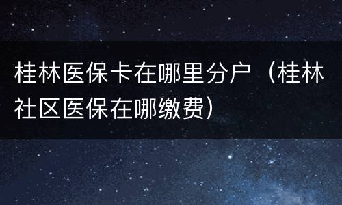桂林医保卡在哪里分户（桂林社区医保在哪缴费）