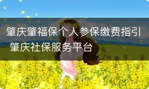 肇庆肇福保个人参保缴费指引 肇庆社保服务平台