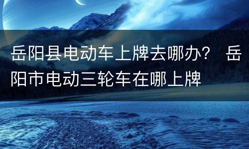 岳阳县电动车上牌去哪办？ 岳阳市电动三轮车在哪上牌