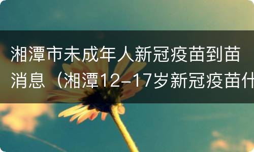 湘潭市未成年人新冠疫苗到苗消息（湘潭12-17岁新冠疫苗什么时候打）
