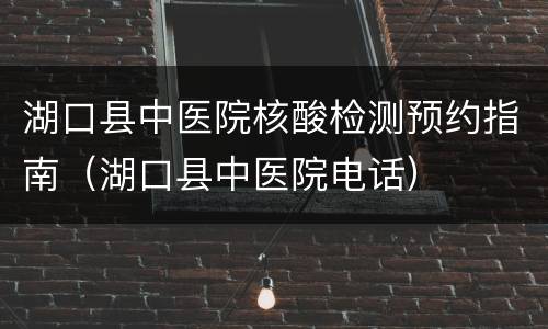 湖口县中医院核酸检测预约指南（湖口县中医院电话）