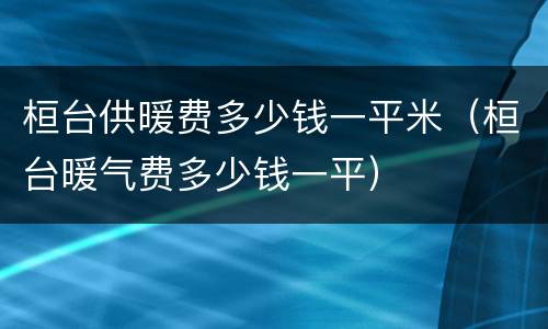 桓台供暖费多少钱一平米（桓台暖气费多少钱一平）
