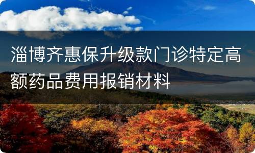 淄博齐惠保升级款门诊特定高额药品费用报销材料