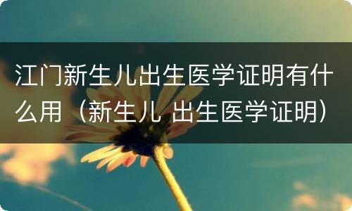 江门新生儿出生医学证明有什么用（新生儿 出生医学证明）