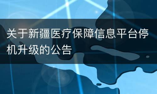关于新疆医疗保障信息平台停机升级的公告