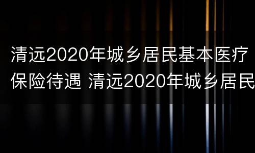 清远2020年城乡居民基本医疗保险待遇 清远2020年城乡居民基本医疗保险待遇如何