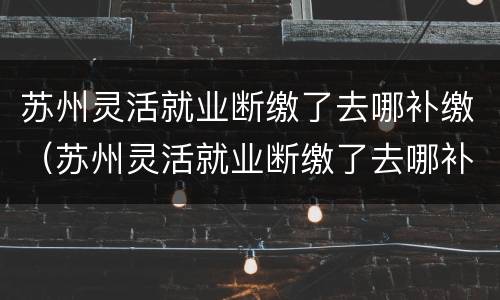 苏州灵活就业断缴了去哪补缴（苏州灵活就业断缴了去哪补缴医保）