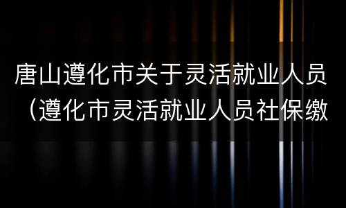 唐山遵化市关于灵活就业人员（遵化市灵活就业人员社保缴费是多少钱?）