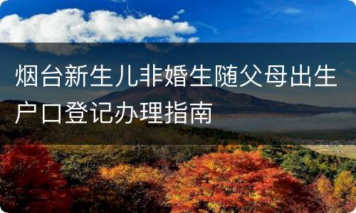 烟台新生儿非婚生随父母出生户口登记办理指南