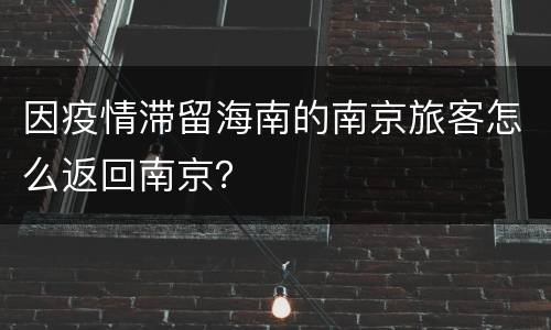 因疫情滞留海南的南京旅客怎么返回南京？