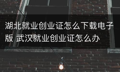 湖北就业创业证怎么下载电子版 武汉就业创业证怎么办