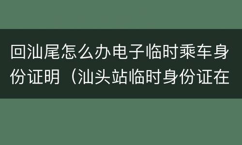 回汕尾怎么办电子临时乘车身份证明（汕头站临时身份证在哪办理）