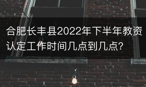 合肥长丰县2022年下半年教资认定工作时间几点到几点？
