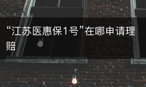 “江苏医惠保1号”在哪申请理赔
