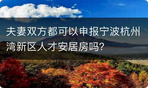夫妻双方都可以申报宁波杭州湾新区人才安居房吗？