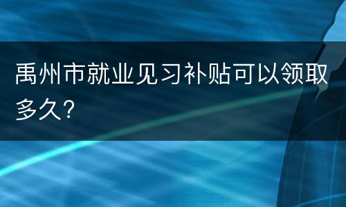 禹州市就业见习补贴可以领取多久?
