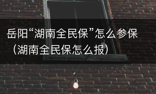 岳阳“湖南全民保”怎么参保（湖南全民保怎么报）