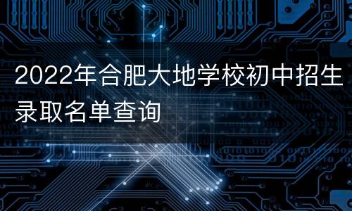 2022年合肥大地学校初中招生录取名单查询