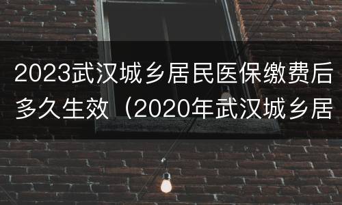2023武汉城乡居民医保缴费后多久生效（2020年武汉城乡居民医疗保险缴费时间）